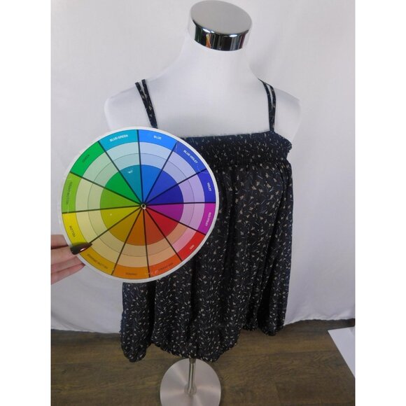 Jessica Simpson XL Black Print Smocked Cami Strappy Back - Picture 8 of 11